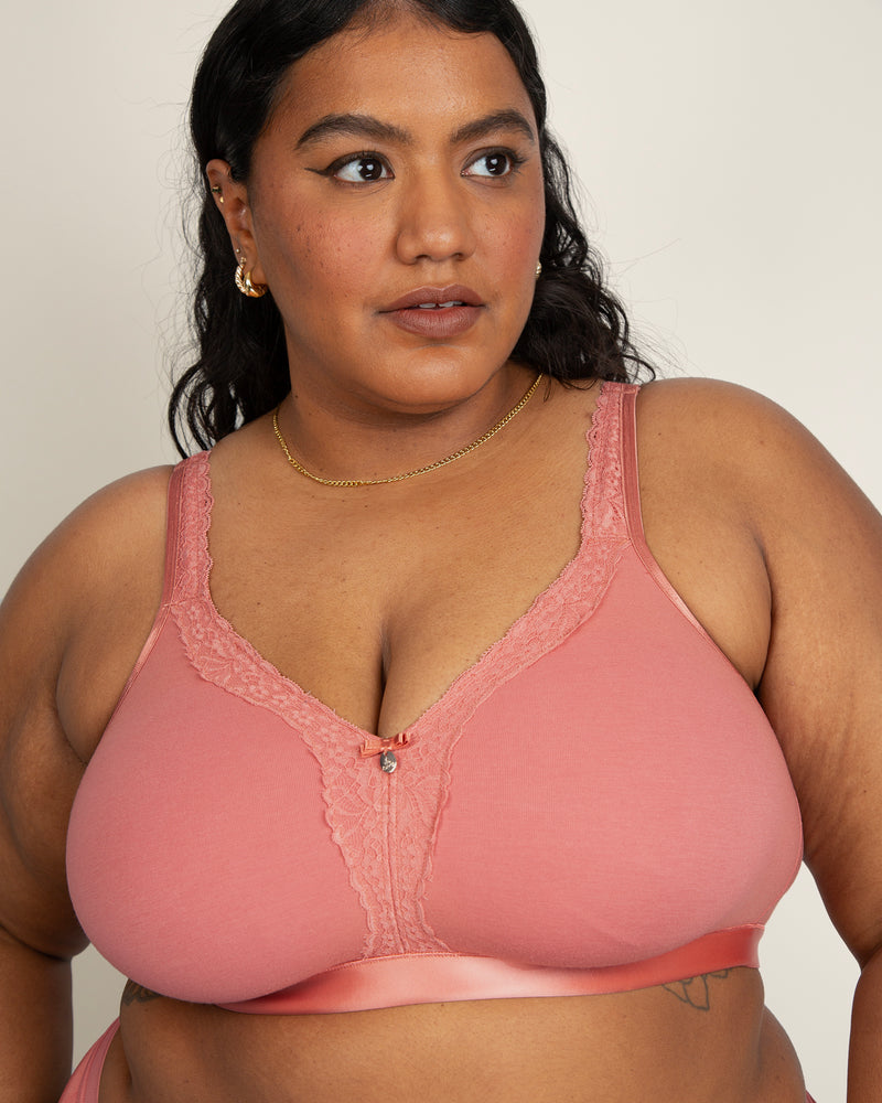 Cotton Luxe Unlined Wireless Bra, Desert Dawn Orange - Curvy Couture - Cotton Blend