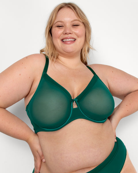  Womens Plus Size Bras Full Coverage Lace Underwire Unlined  Bra Zephyr Green 38C