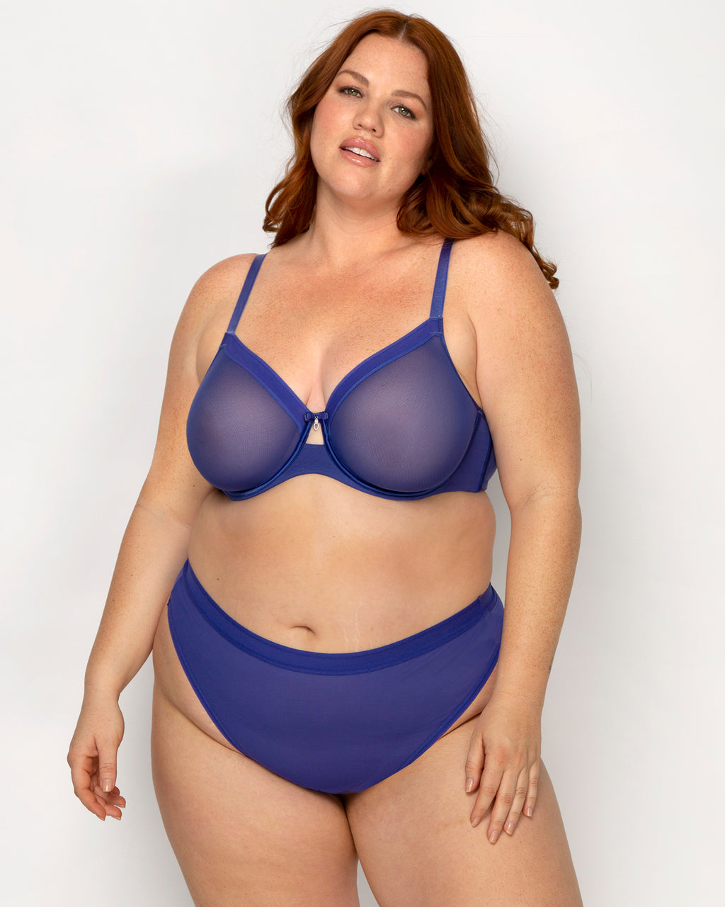  Curvy Couture Womens Sexy Sheer Mesh Plus Size Full Coverage  Bra