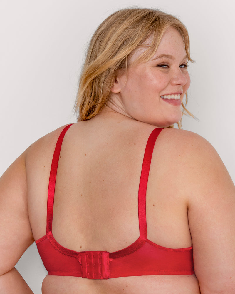 No-Show Lace Unlined Underwire Bra - Diva Red – Curvy Couture