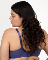 Sheer Mesh Full Coverage Unlined Underwire Bra, Vintage Blue Blue - Curvy Couture - Mesh