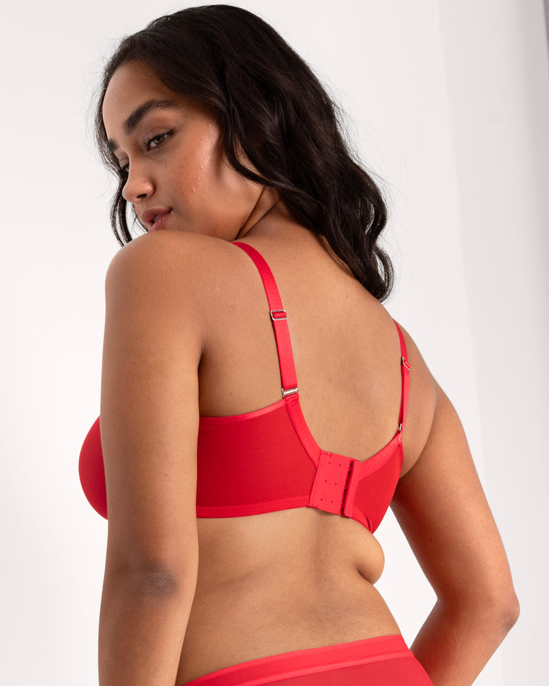 Sheer Mesh Full Coverage Unlined Underwire Bra, Diva Red Red - Curvy Couture - Mesh