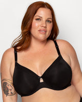 Silky Smooth Micro Unlined Bra, Black Hue Black - Curvy Couture - Mesh