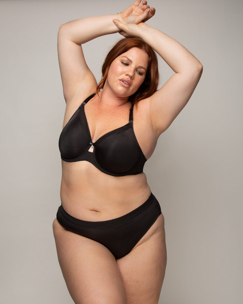 New Women Big Size Full Non-padded Underwire Unlined Black Bra
