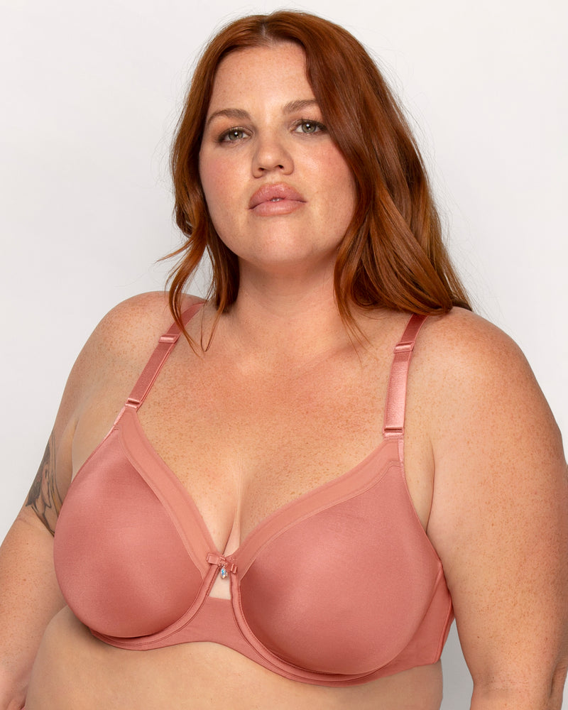 Silky Smooth Micro Unlined Bra, Desert Dawn Pink - Curvy Couture - Mesh