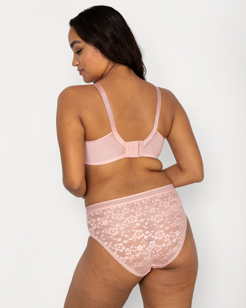 Allover Lace Unlined Bra Blushing Rose 36D by Curvy Couture