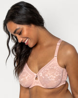 No-Show Lace Unlined Underwire Bra	 - Blushing Rose