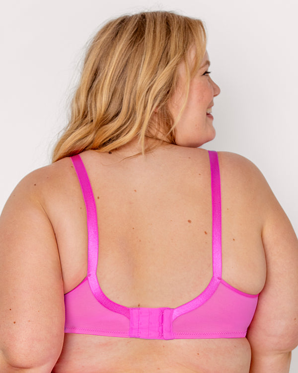 No-Show Lace Unlined Underwire Bra, Flirt Pink - Curvy Couture - Lace
