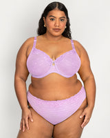 Sheer Whisper Unlined Underwire Bra, Stellar Orchid Purple - Curvy Couture - Mesh