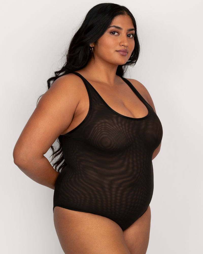 Sheer Mesh Bodysuit - Black Hue – Curvy Couture
