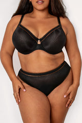 Shimmer Unlined Underwire Bra, Black Hue Black - Curvy Couture - Novelty