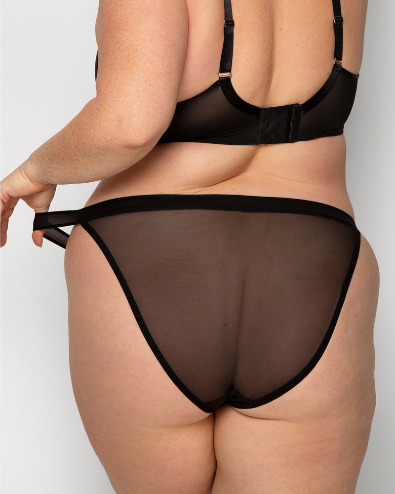 Sheer Mesh String Bikini Panty - Black Hue – Curvy Couture