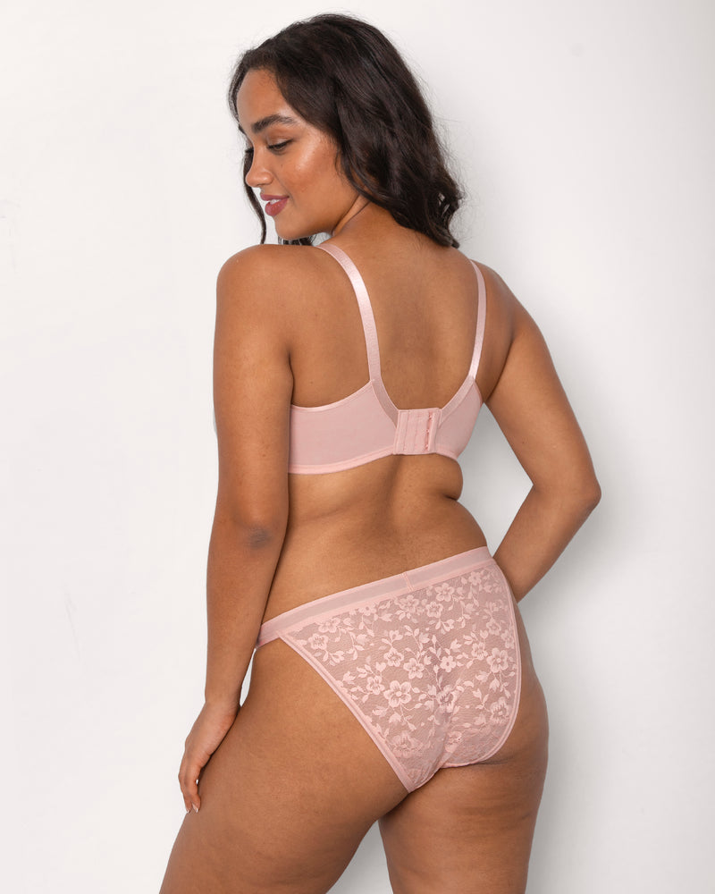Custom plus size pink lace and fabric Classic bra