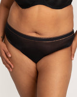 Shimmer High Cut Brief Panty, Black Hue Black - Curvy Couture - Novelty