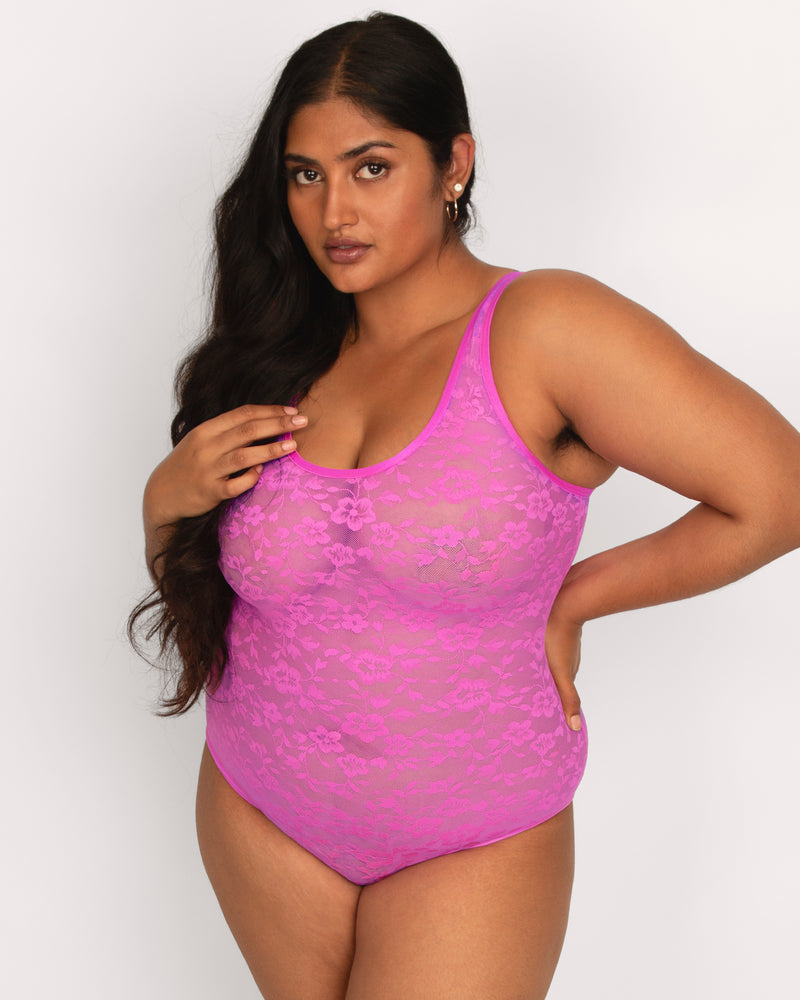 Floral Lace And Mesh Underwire Bodysuit