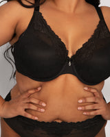 Sheer Whisper Plunge T-Shirt Bra - Black Hue