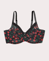 Sheer Mesh Full Coverage Unlined Underwire Bra, Cherry Pop  - Curvy Couture - Mesh