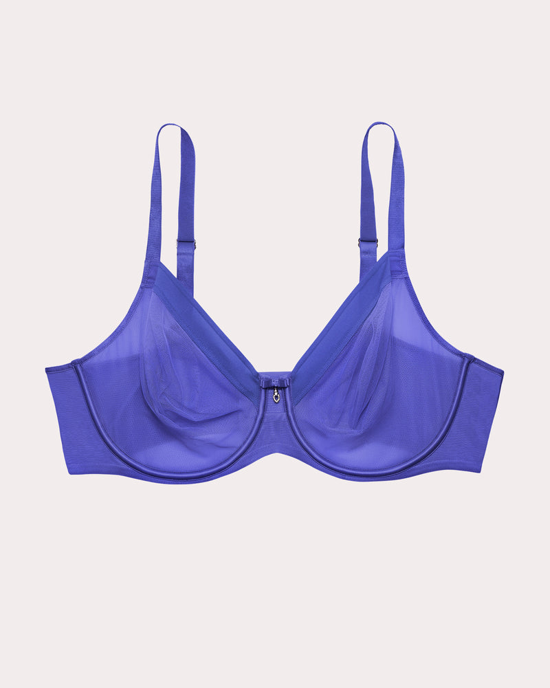 Sheer Mesh Full Coverage Unlined Underwire Bra, Radiant Plum  - Curvy Couture - Mesh