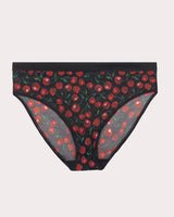 Sheer Mesh High Cut Brief Panty, Cherry Pop Black - Curvy Couture - Mesh