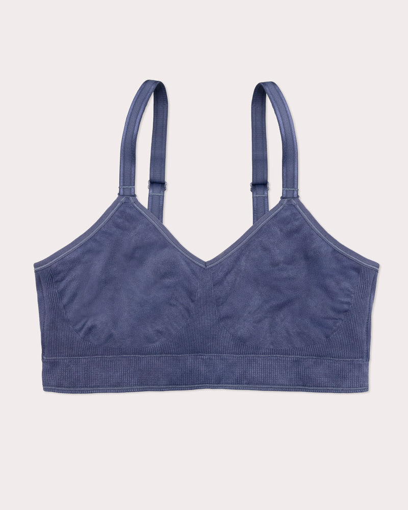 Smooth Seamless Comfort Wireless Bra, Crown Blue Acid Wash Blue - Curvy Couture - Seamless