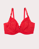 Sheer Whisper Full Coverage Unlined Underwire Bra, Diva Red Red - Curvy Couture - Mesh