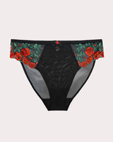 Lush Embroidery Strappy Back Brief, Rose Garden Black - Curvy Couture - Emb