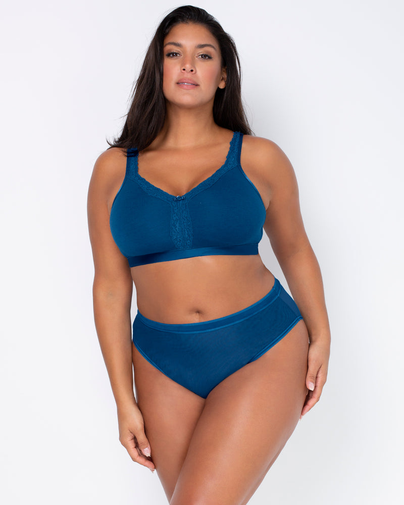 Cotton Luxe Unlined Wireless Bra - Blue Sapphire – Curvy Couture