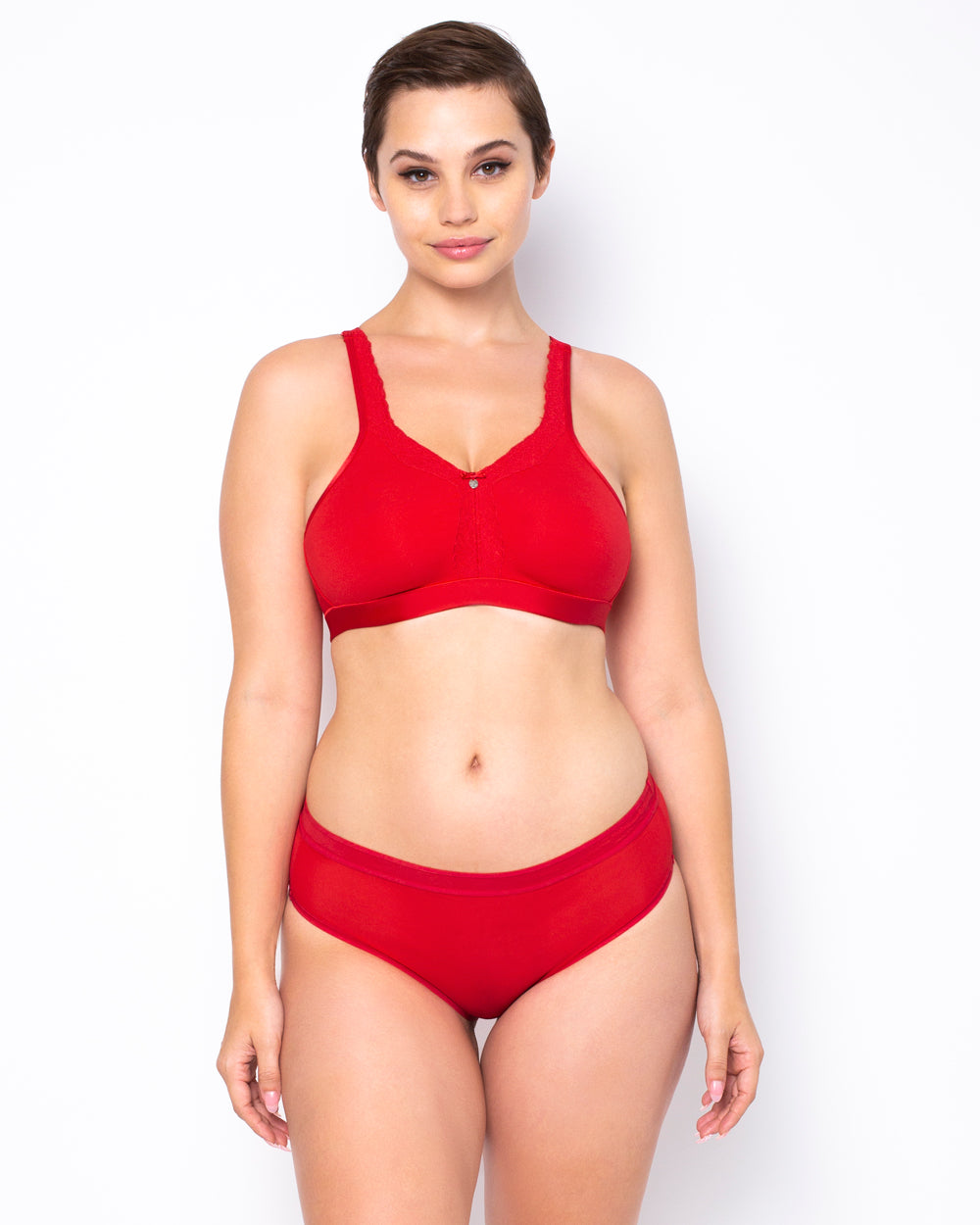 Cotton Luxe Unlined Wireless Bra - Diva Red – Curvy Couture