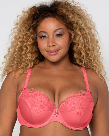 Curvy Couture Full Figure Tulip Lace Push Up Bra Bombshell Nude 36h : Target