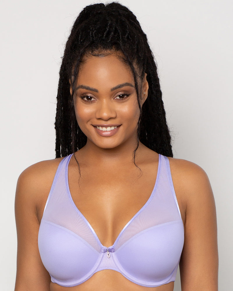 Sheer Mesh Plunge T-Shirt Bra - Lavender Mist – Curvy Couture