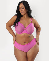Sheer Mesh Full Coverage Unlined Underwire Bra, Flirt Pink - Curvy Couture - Mesh