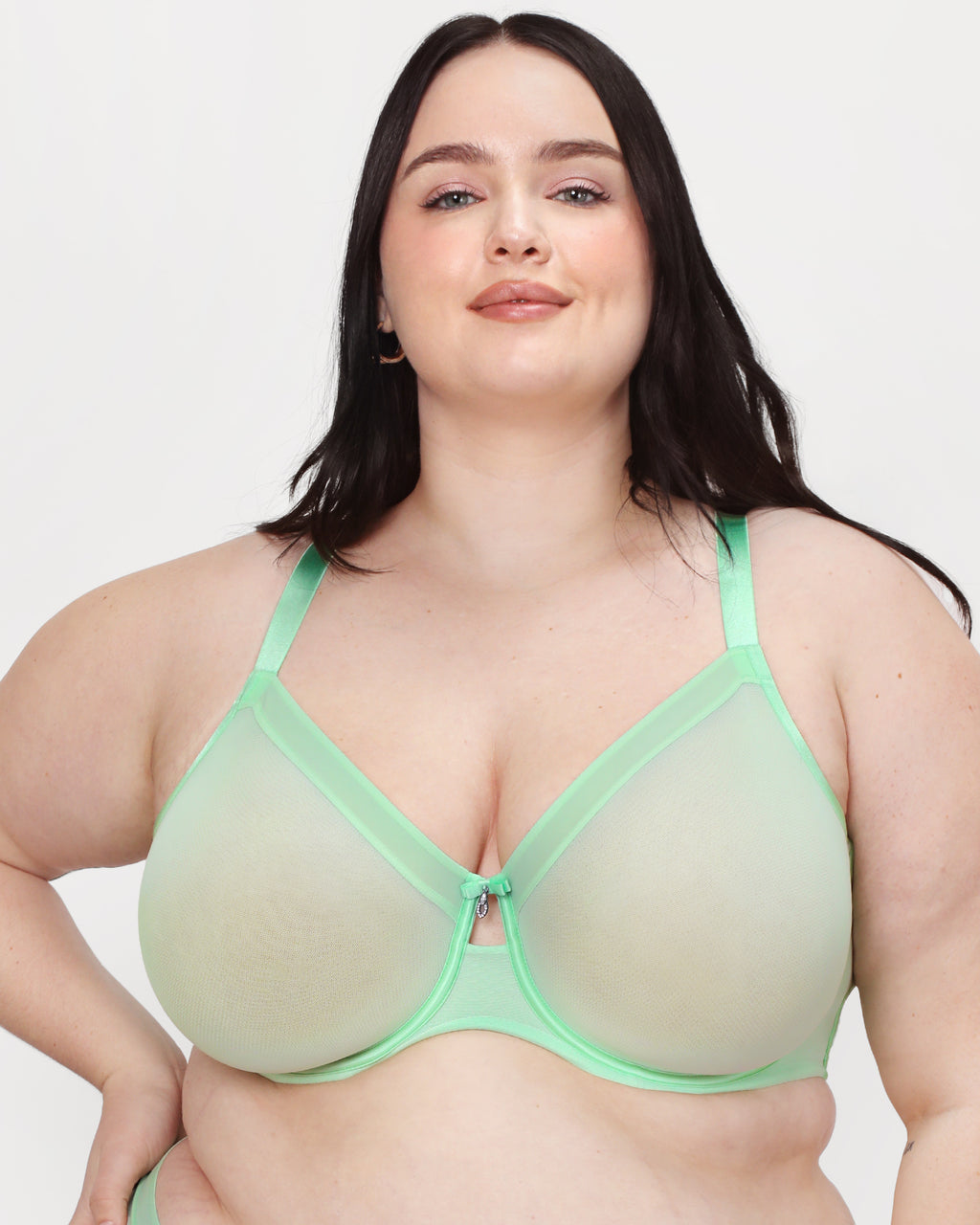 Sheer Mesh Full Coverage Unlined Underwire Bra - Appletini – Curvy Couture