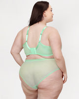 Sheer Mesh Full Coverage Unlined Underwire Bra, Appletini Green - Curvy Couture - Mesh