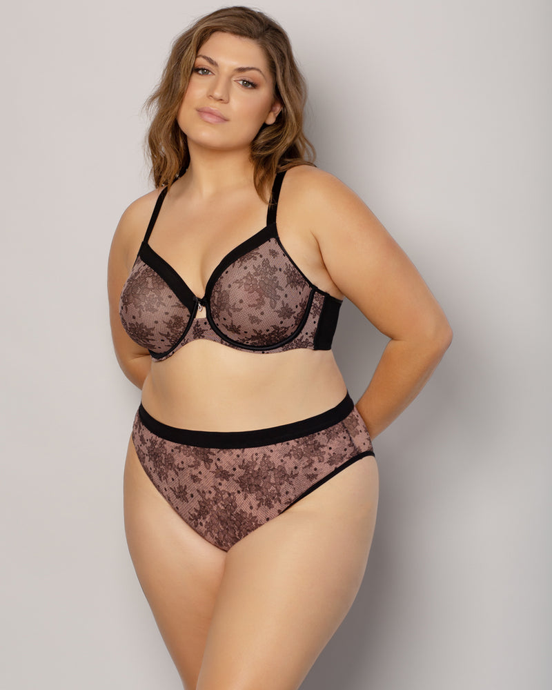 Curvy Couture Women's Sheer Mesh Full Coverage Unlined Underwire Bra  Chantilly 34h : Target