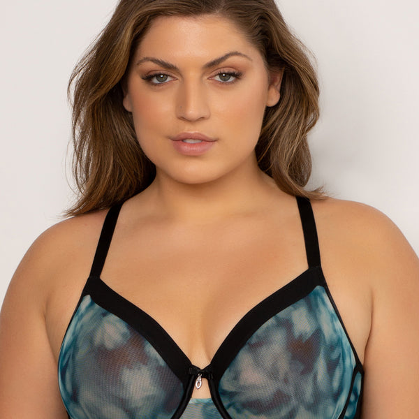Sheer Mesh Full Coverage Unlined Underwire Bra - Floral Wash