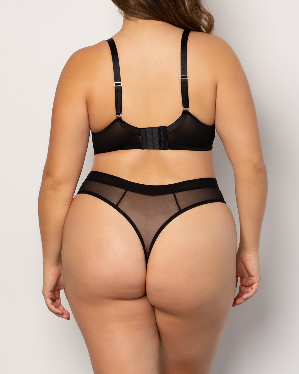 Sheer Mesh High Cut Thong - Black Hue – Curvy Couture