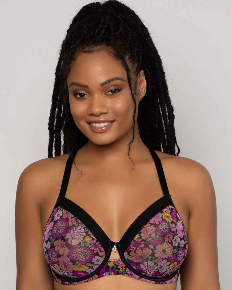 Sheer Mesh Full Coverage Unlined Underwire Bra - Dancing Dots – Curvy  Couture