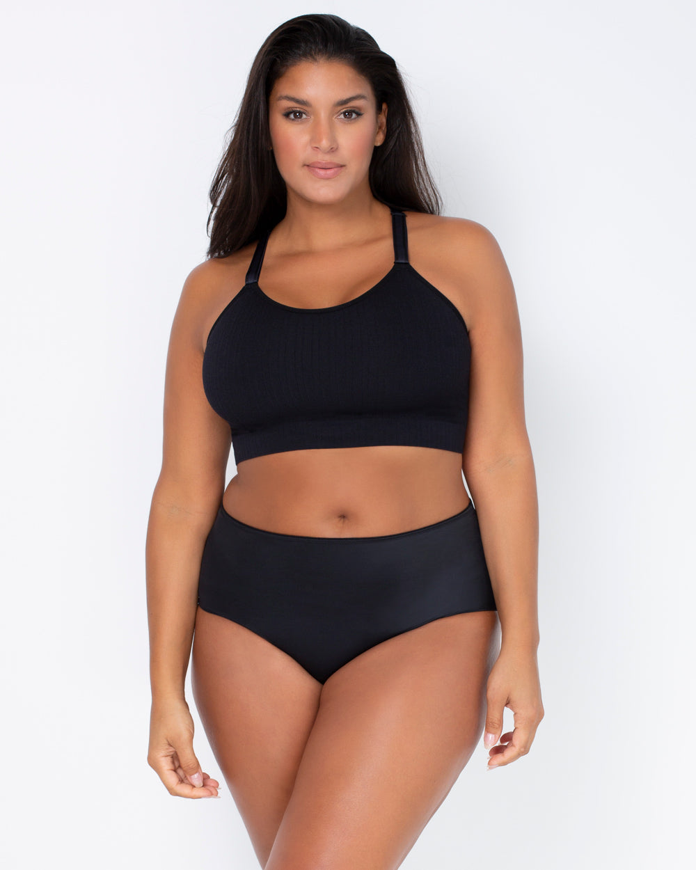 Curvy Couture Reggiseno Longline Senza Ferretti Morbido E Comodo - Wire Free, Morbido, Nero, Donna