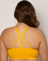 Smooth Seamless Comfort Wireless Longline Bra, Saffron Yellow - Curvy Couture - Seamless