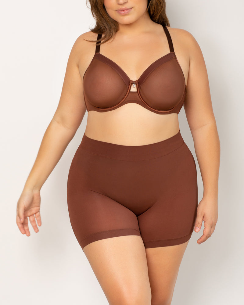  Slip Shorts For Women, Comfortable Smooth Stretch Seamless Slip  Shorts For Under Dresses Brown