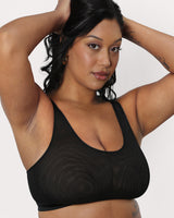 Sheer Mesh Bralette, Black Hue Black - Curvy Couture - Mesh