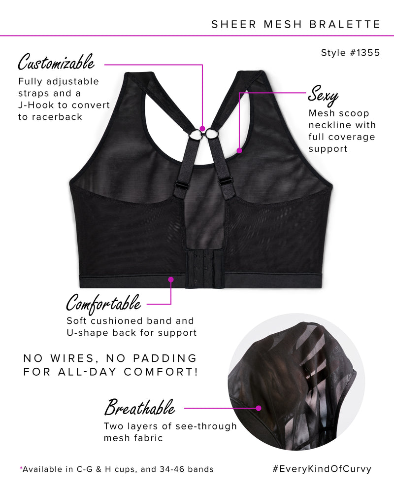 Sheer Mesh Bralette - Black Hue – Curvy Couture