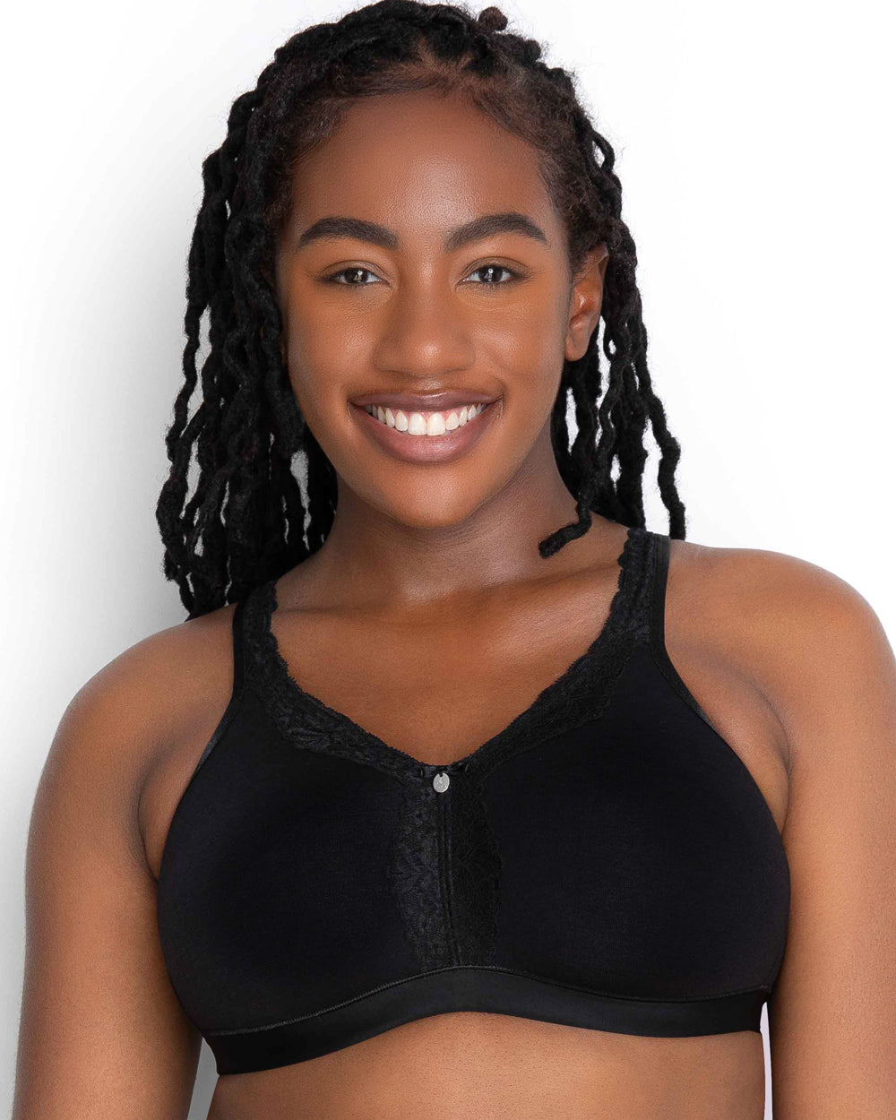 Curvy Couture Cotton Luxe Unlined Wireless Bra - Black On Black • Price »