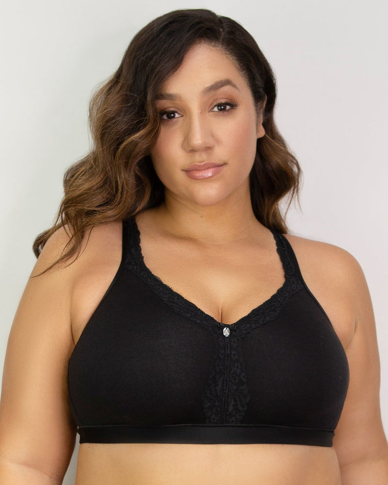 Cotton Luxe Unlined Wireless Bra - Black On Black – Curvy Couture