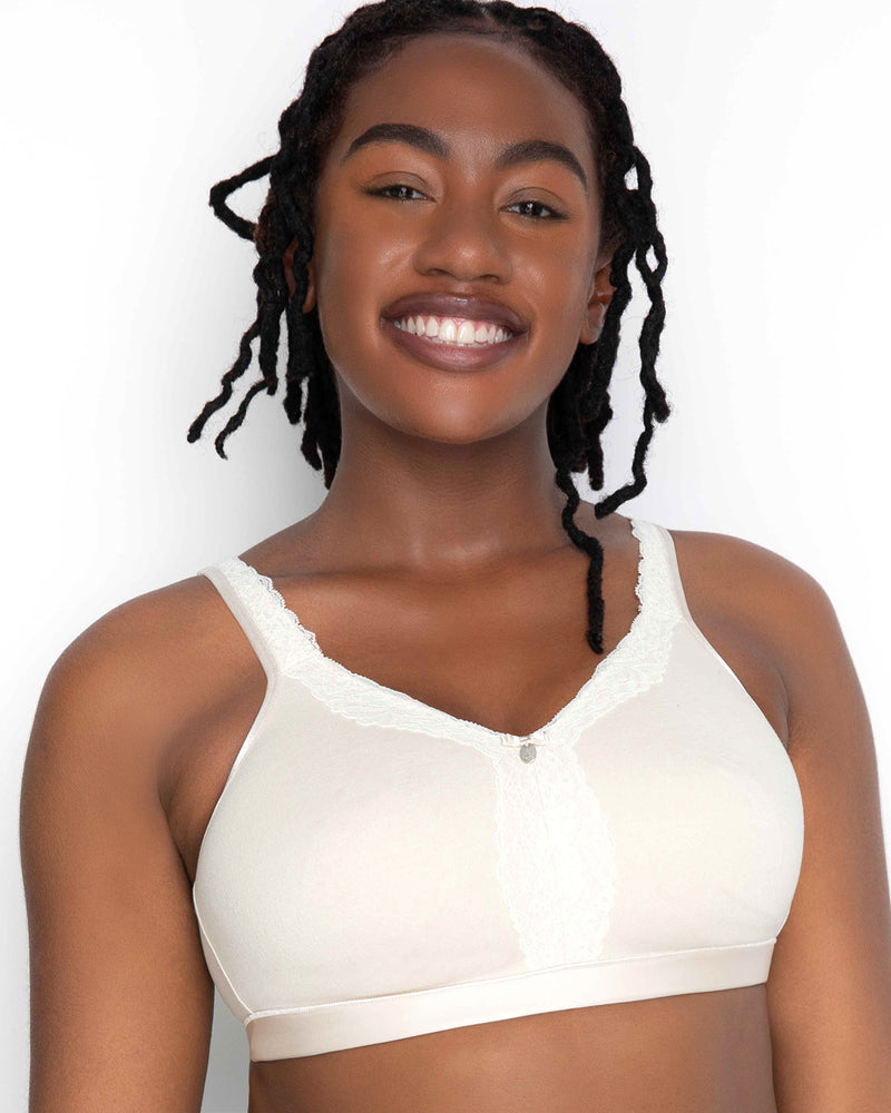Women's Curvy Couture 1010 Cotton Luxe Wire Free Bralette (Natural 36G) 