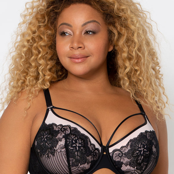 CURVY COUTURE 1267 TULIP STRAPPY LACE PUSH-UP BRA