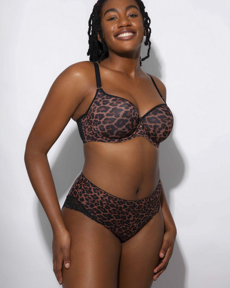 Pntutb Womens Plus Size Women Leopard Sexy Comfortable Breathable Back  Closure Print Non-Wired Bra Wine M 