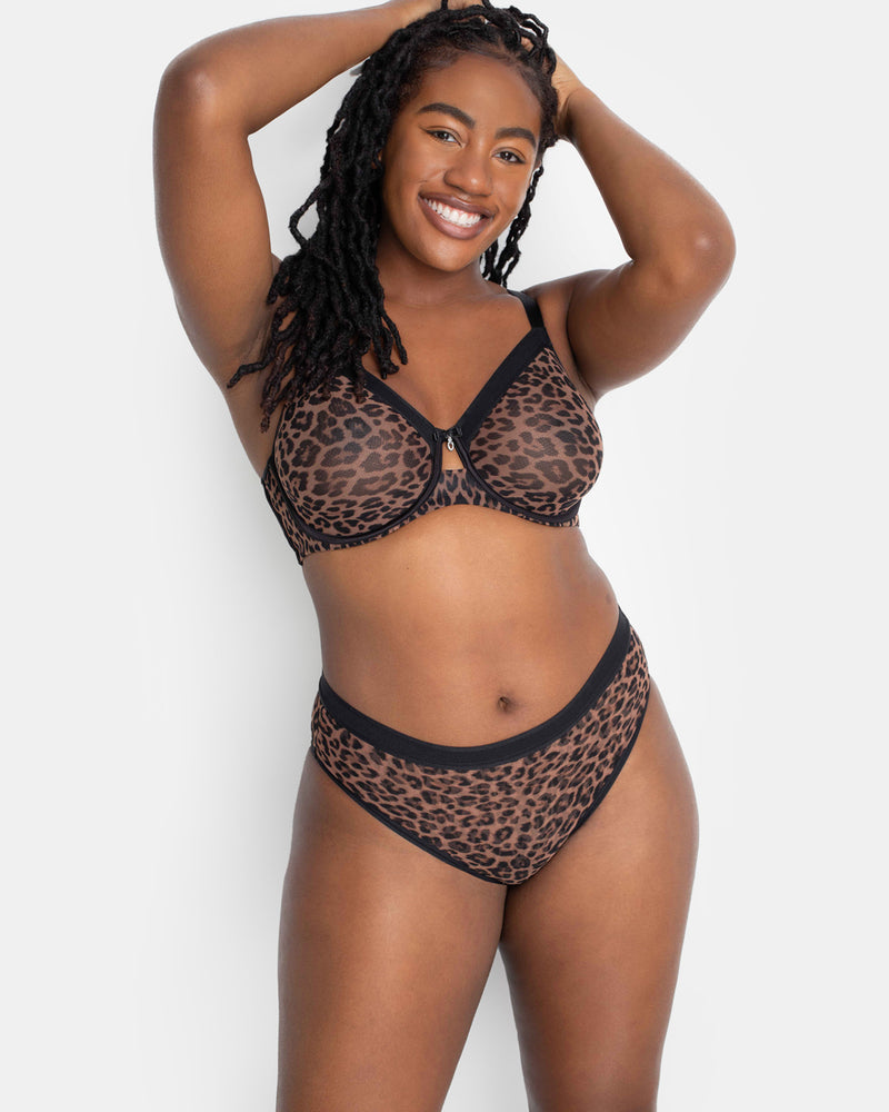 Curvy Couture Women's Sheer Mesh Full Coverage Unlined Underwire